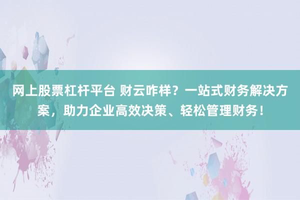 网上股票杠杆平台 财云咋样？一站式财务解决方案，助力企业高效决策、轻松管理财务！