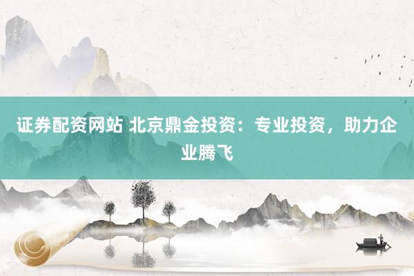 证券配资网站 北京鼎金投资：专业投资，助力企业腾飞