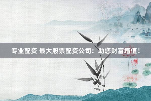 专业配资 最大股票配资公司：助您财富增值！