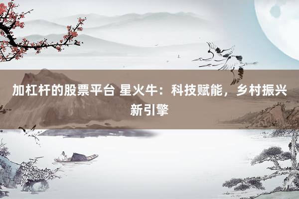 加杠杆的股票平台 星火牛：科技赋能，乡村振兴新引擎