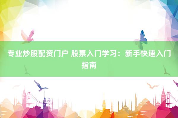 专业炒股配资门户 股票入门学习:新手快速入门指南