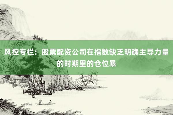 风控专栏：股票配资公司在指数缺乏明确主导力量的时期里的仓位暴
