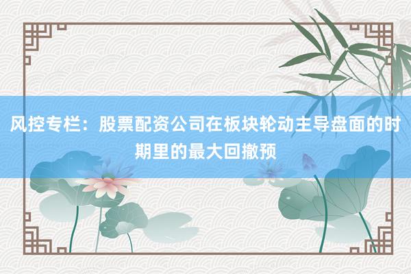 风控专栏：股票配资公司在板块轮动主导盘面的时期里的最大回撤预