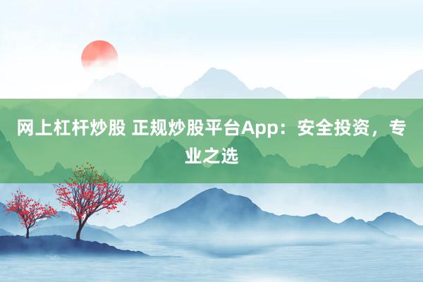 网上杠杆炒股 正规炒股平台App：安全投资，专业之选
