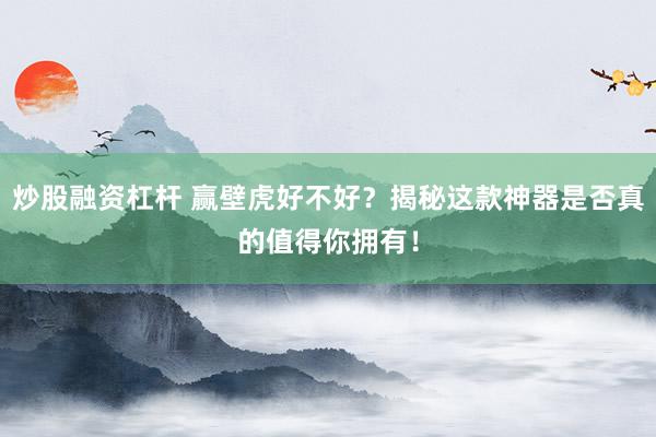 炒股融资杠杆 赢壁虎好不好？揭秘这款神器是否真的值得你拥有！
