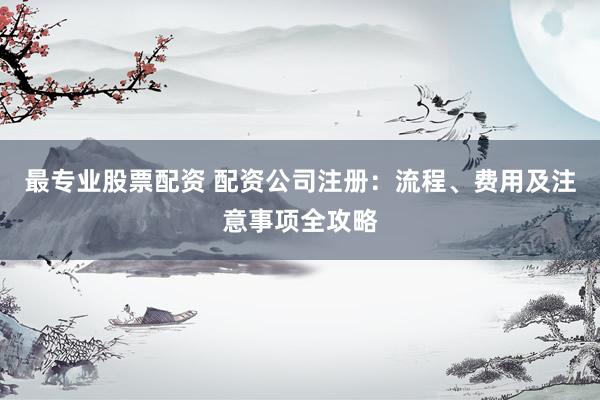 最专业股票配资 配资公司注册：流程、费用及注意事项全攻略