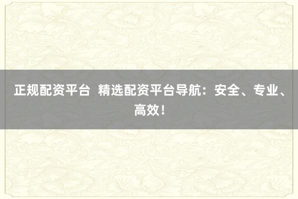 正规配资平台  精选配资平台导航：安全、专业、高效！