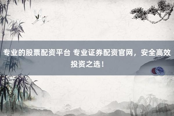 专业的股票配资平台 专业证券配资官网，安全高效投资之选！
