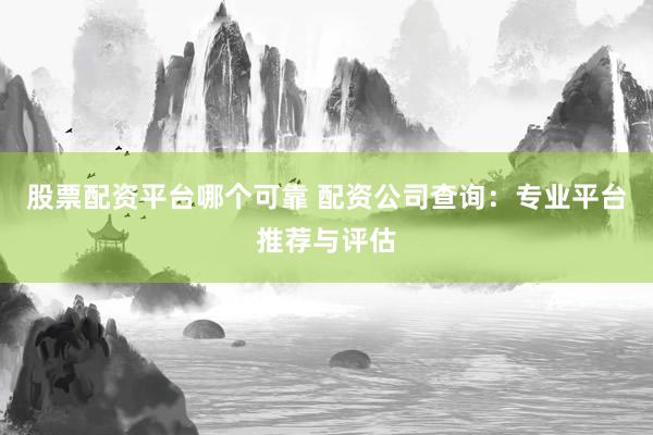 股票配资平台哪个可靠 配资公司查询:专业平台推荐与评估